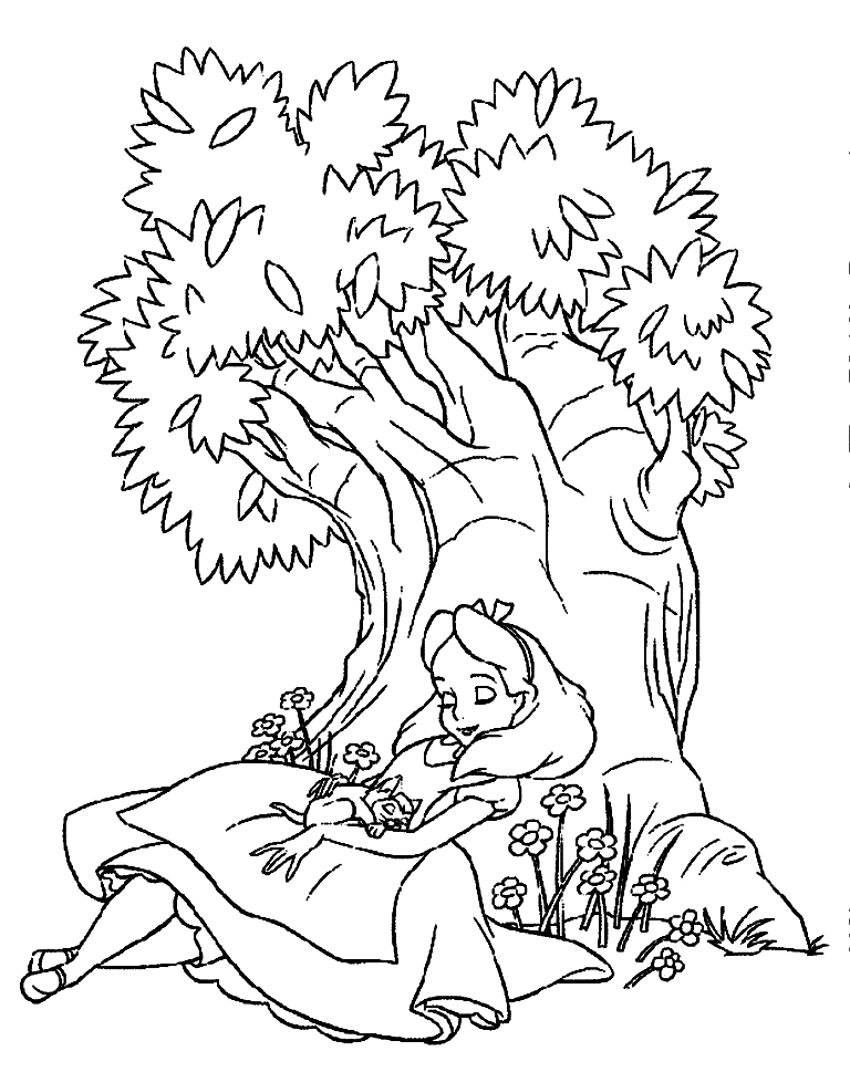 Alice che dorme nel paese delle meraviglie da colorare