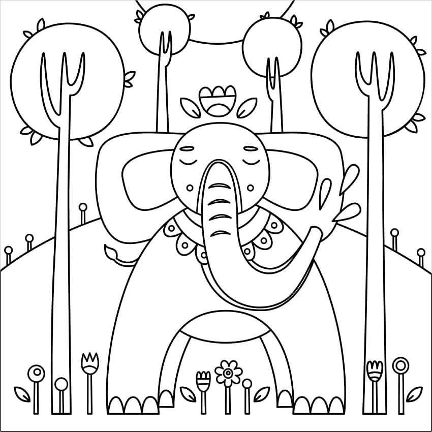 Amazing Elephant coloring page 