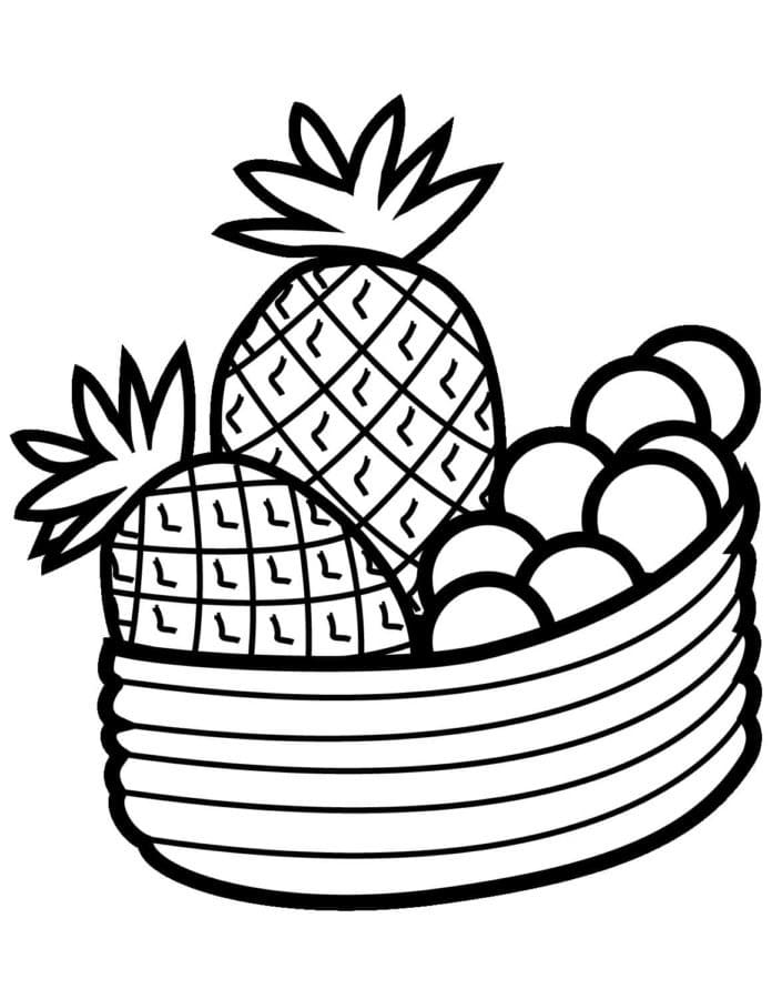 Ananas in un cestino da colorare