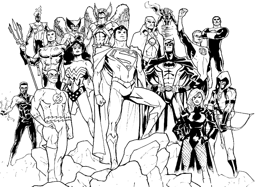 Assemblea della Justice League da colorare