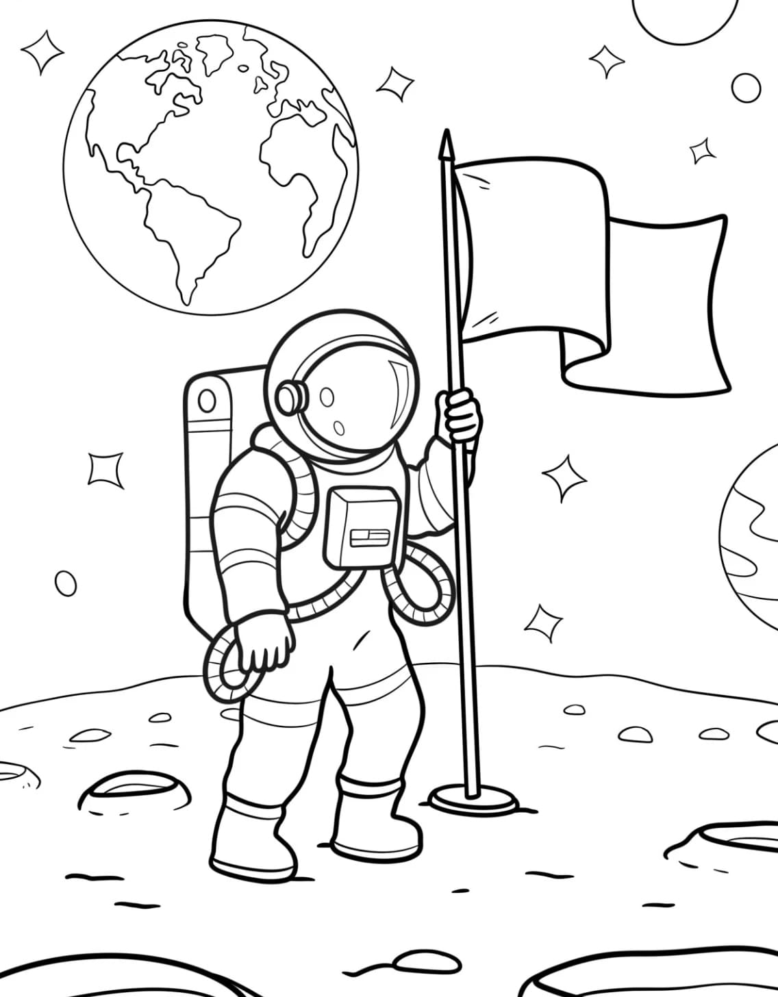 Astronauta dettagliato da colorare