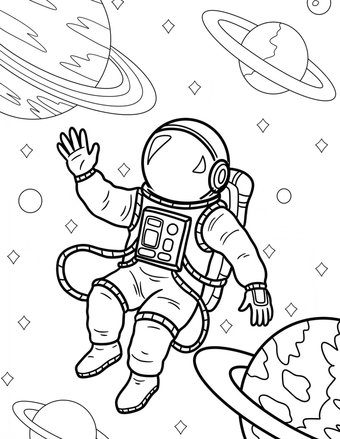 Astronauta galleggiante da colorare