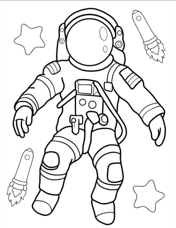 Astronauta volante da colorare