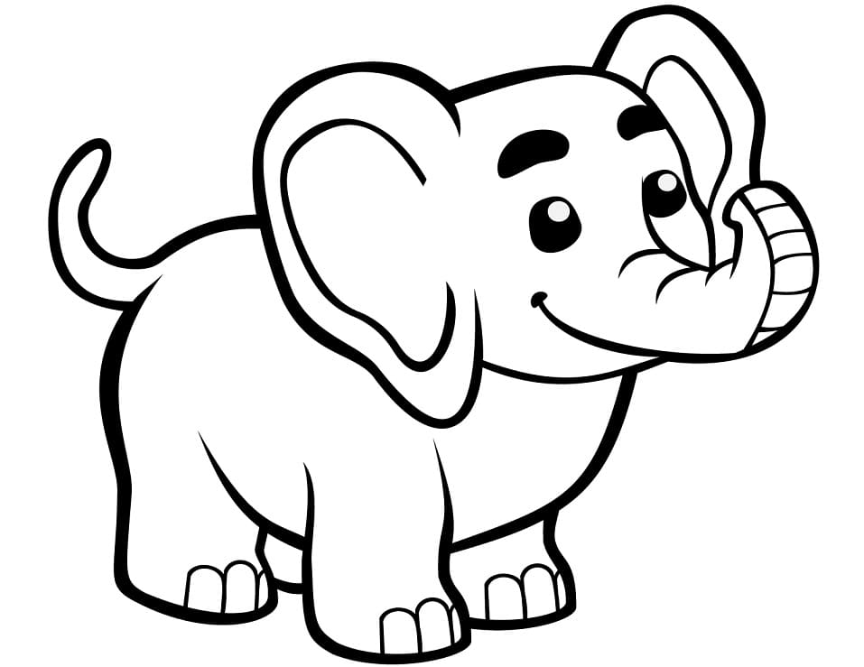 Baby Elephant Smiling coloring page 