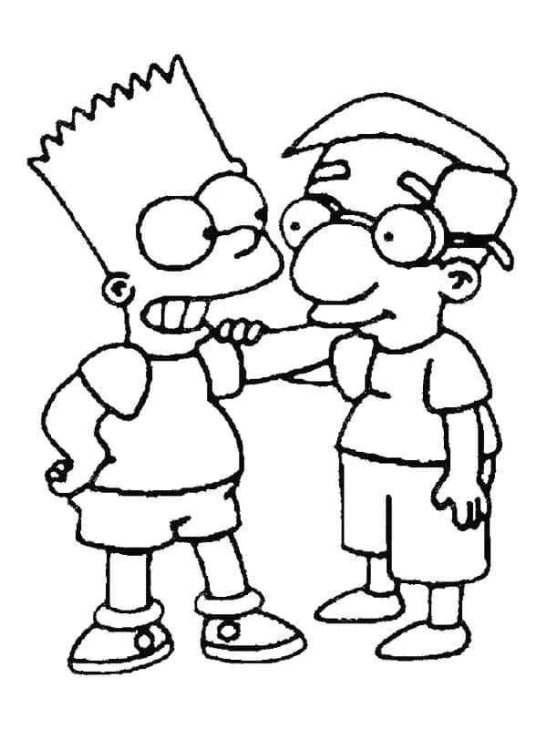 Bart Simpson e Milhouse Van Houten da colorare