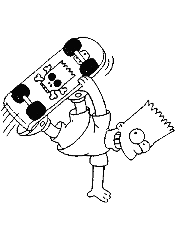 Bart sullo skateboard da colorare