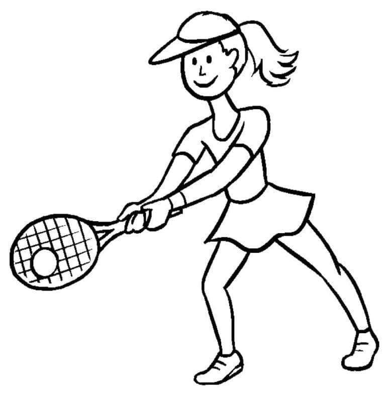 Bella ragazza gioca a tennis da colorare