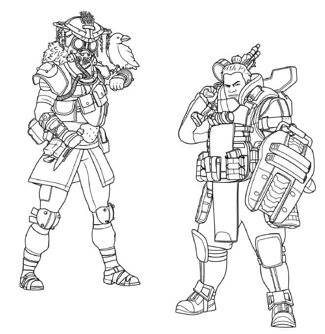 Bloodhound e Gibraltar di Apex Legends da colorare