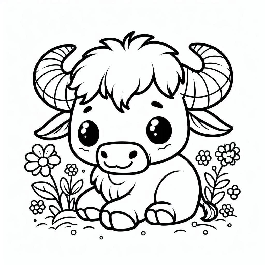 Bufalo seduto da colorare