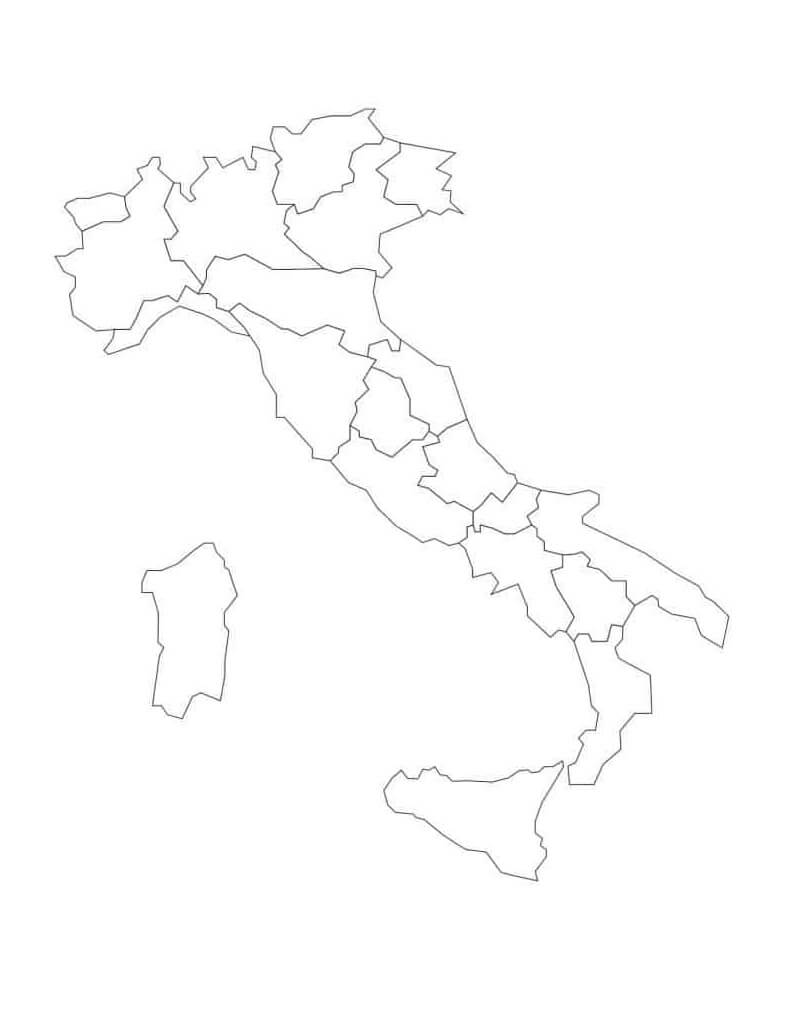 Buona Mappa D'Italia da colorare