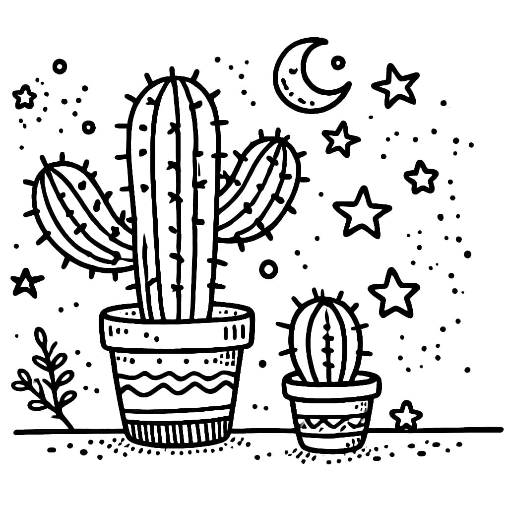 Cactus di notte da colorare