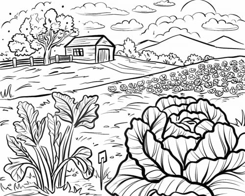 Campo di cavoli da colorare
