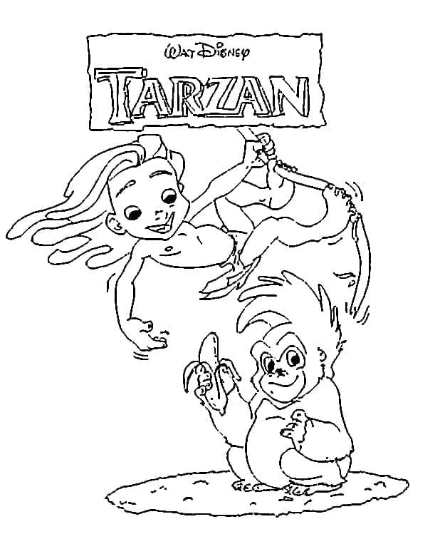 Carini Tarzan e Terk da colorare