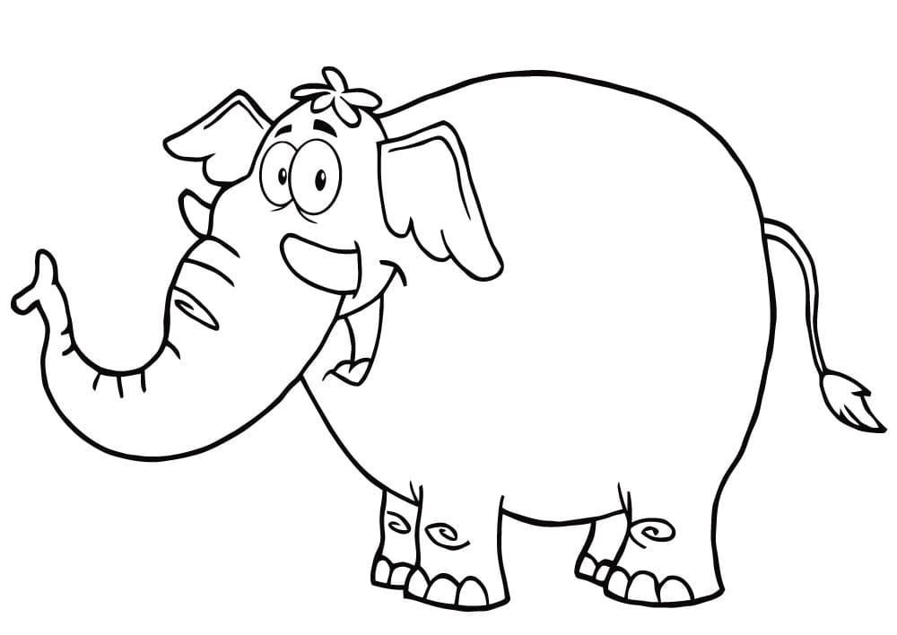 Cartoon Elephant Smiling coloring page 