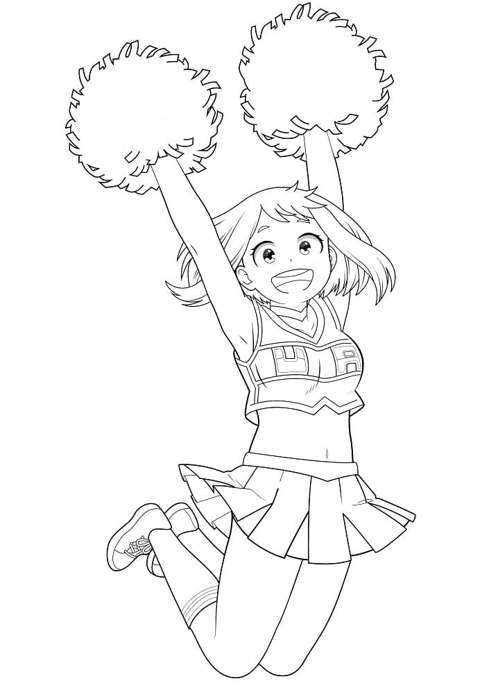 Cheerleader Uraraka Ochako da colorare