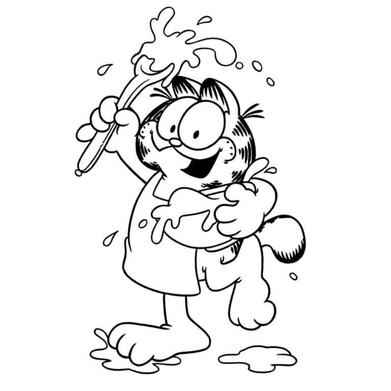Chef divertente Garfield da colorare