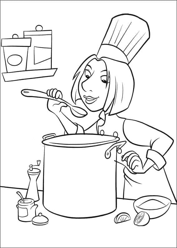 Colette Tatou assaggia la zuppa da colorare