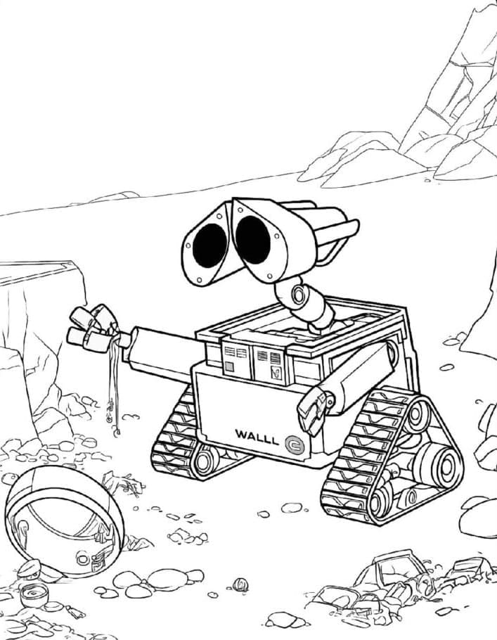 Collaborazione tra Wall-E ed Eve da colorare
