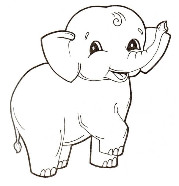 Cute Baby Elephant coloring page 