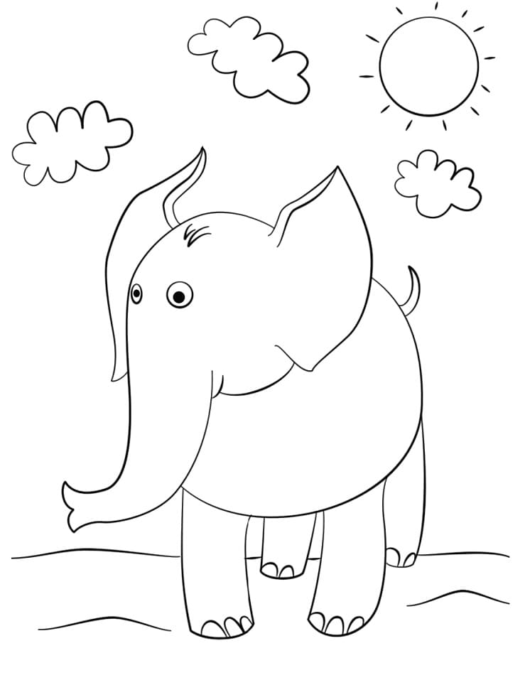 Cute Elephant coloring page 