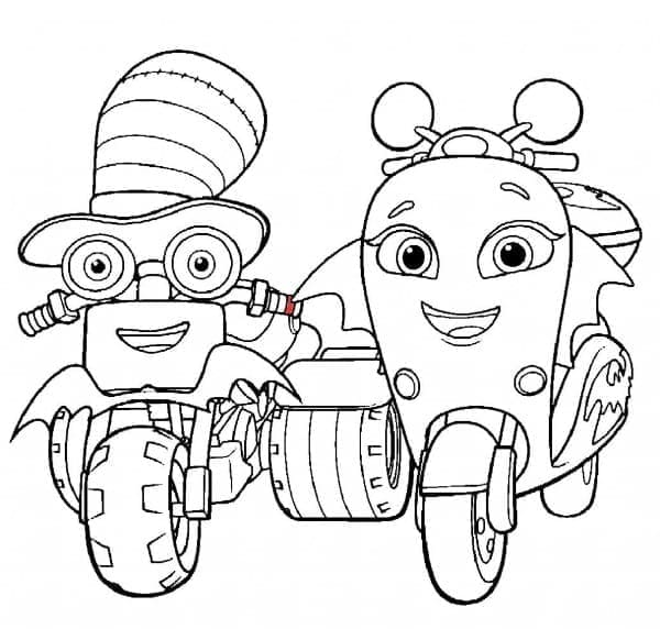 DJ e Scootio di Ricky Zoom da colorare