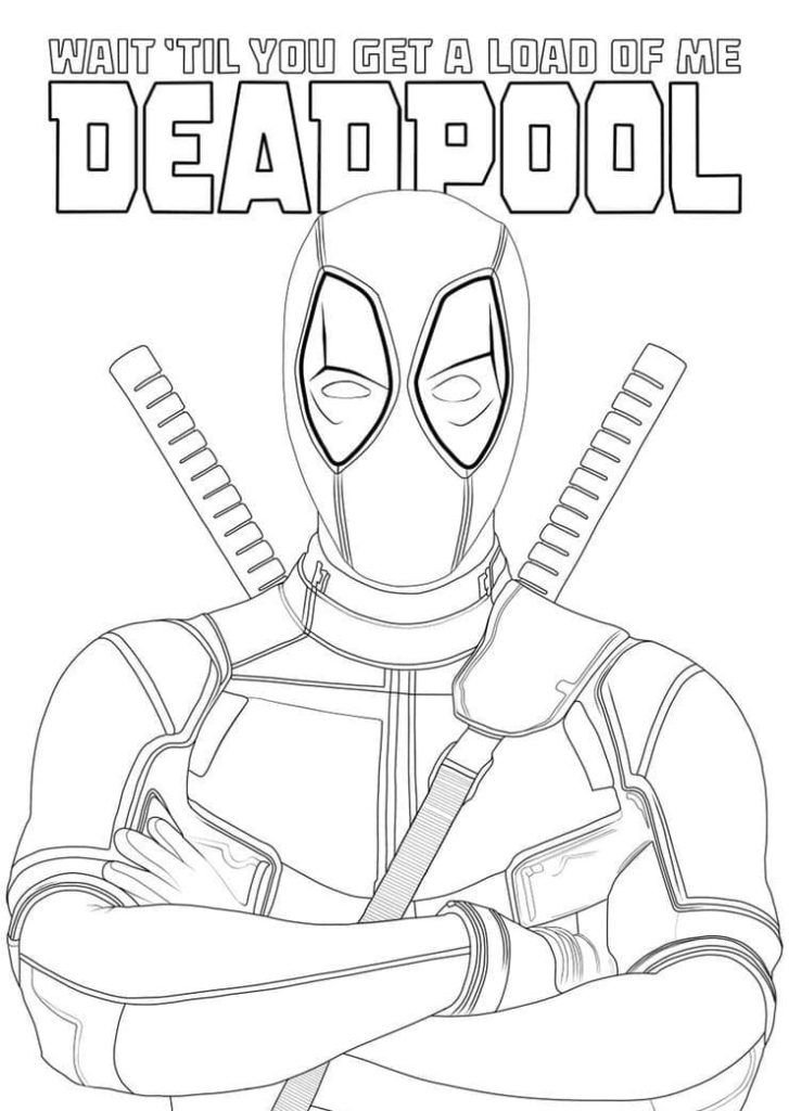 Deadpool con due spade da colorare