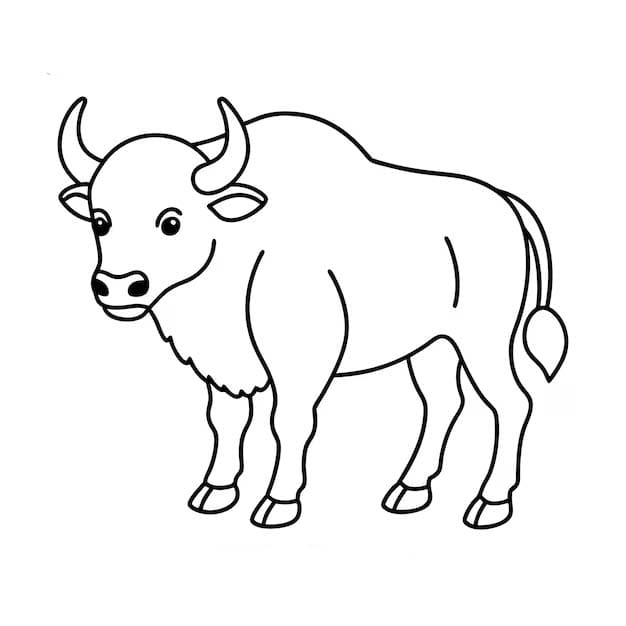Disegno a tratteggio di bufalo da colorare
