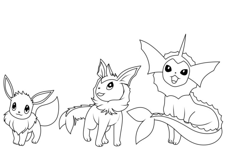 Disegno di Eevee Evolutions da colorare. 