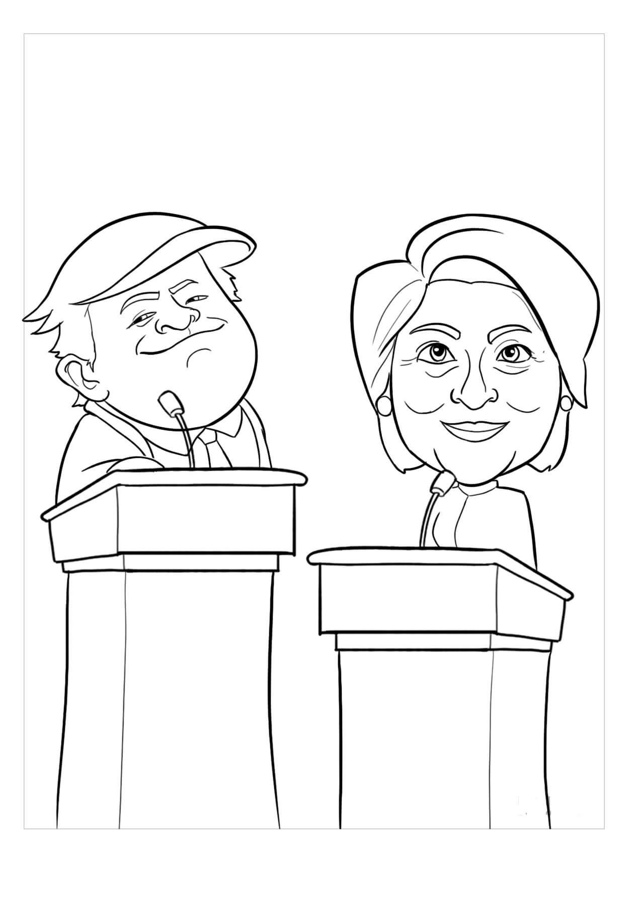 Donald Trump Vs Hillary Clinton da colorare