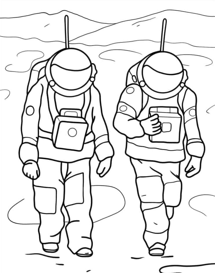 Due astronauti da colorare
