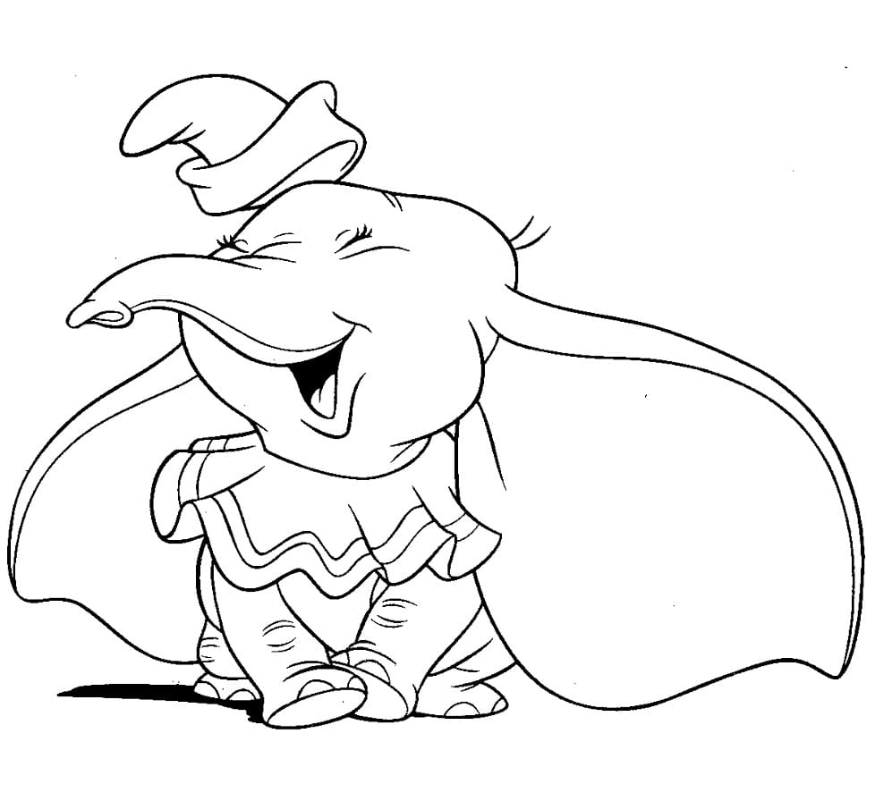 Dumbo che ride da colorare