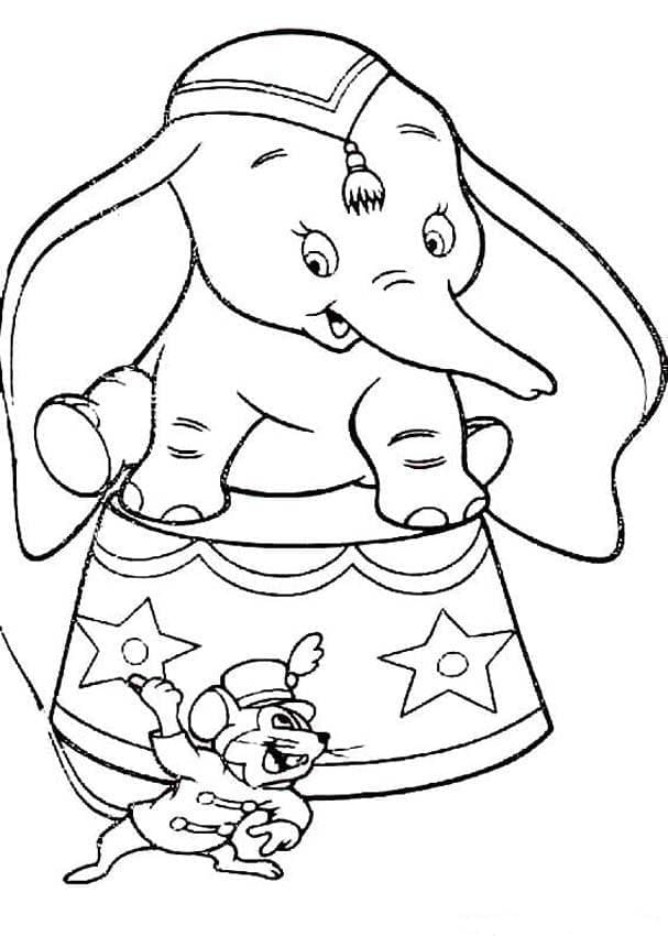 Dumbo con Timothy da colorare
