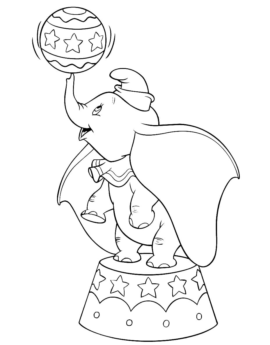 Dumbo con la palla da colorare