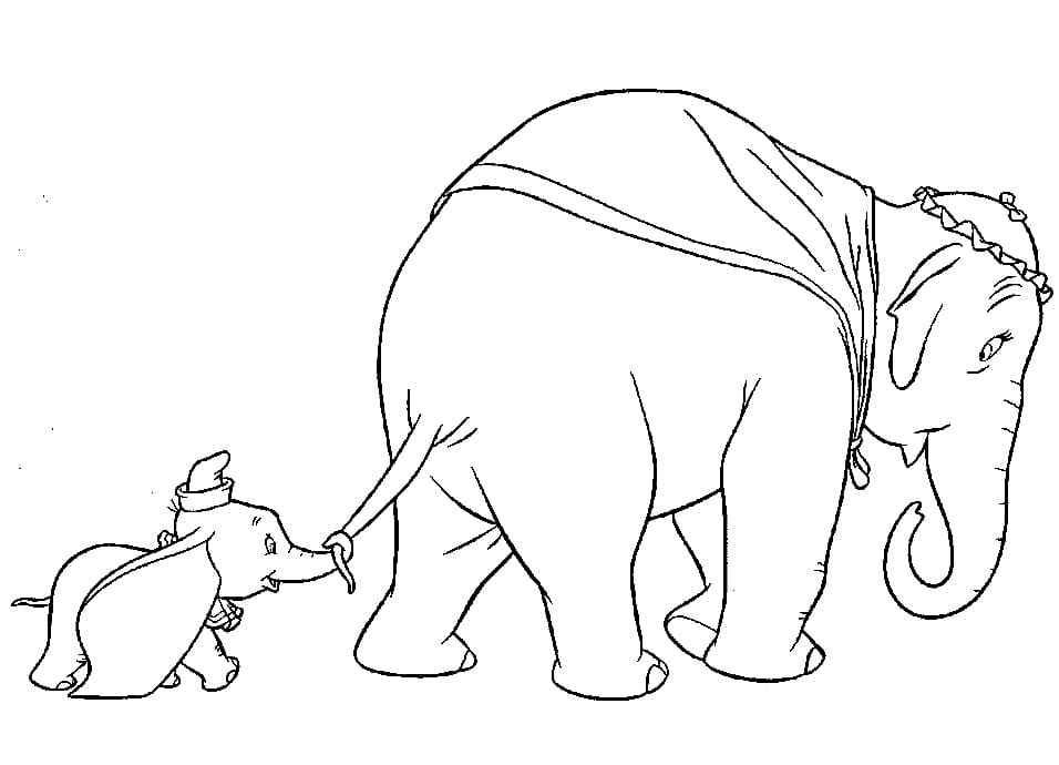 Dumbo e Jumbo da colorare