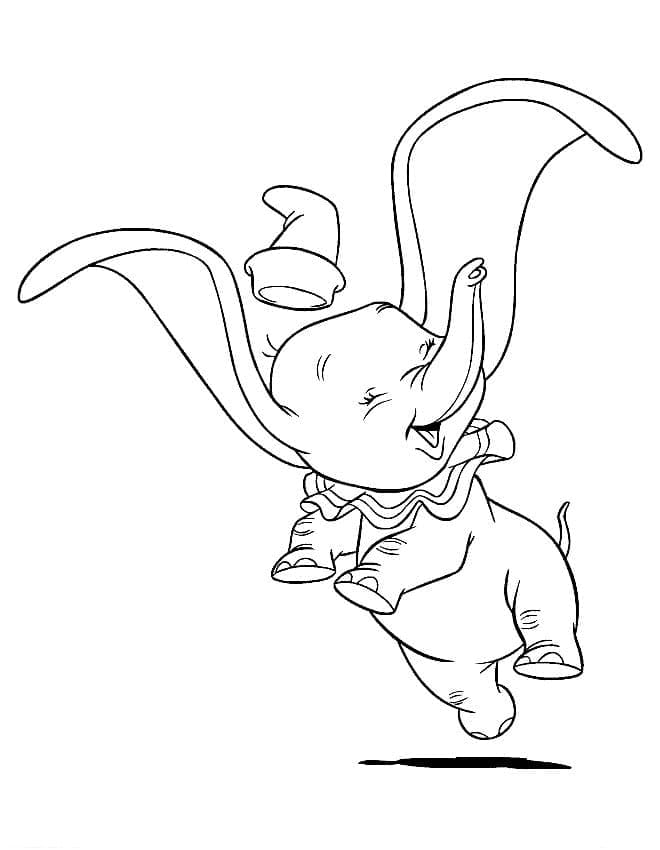 Dumbo molto felice da colorare