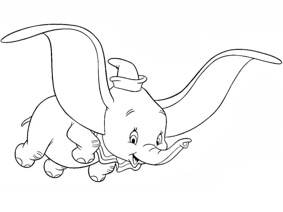 Dumbo volante da colorare