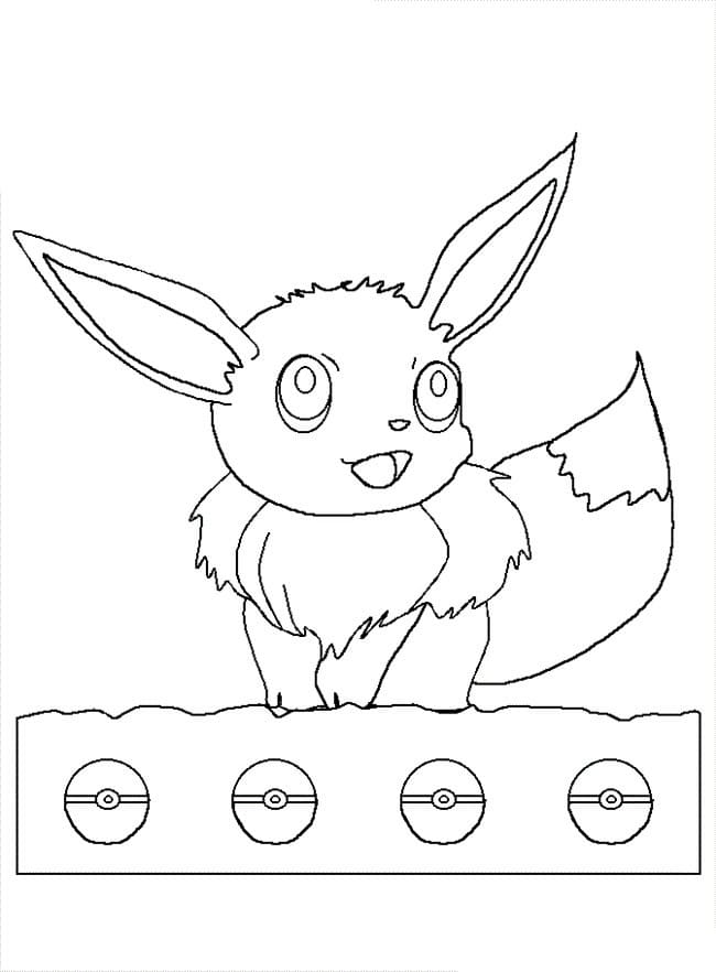 Eevee e pokeball. da colorare