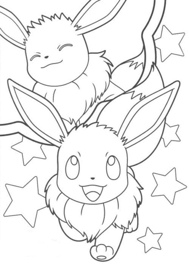 Eevee tra le stelle. da colorare