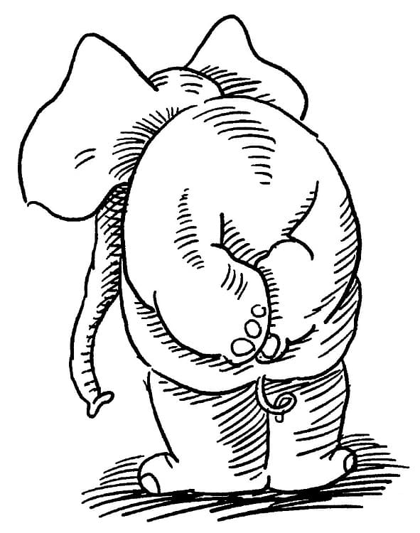 Elephant is Thinking coloring page 