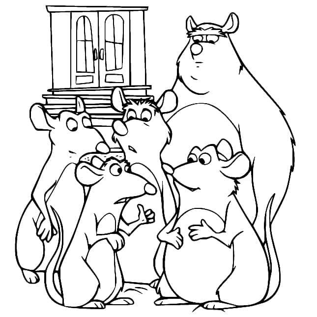 Famiglia di topi di Ratatouille da colorare