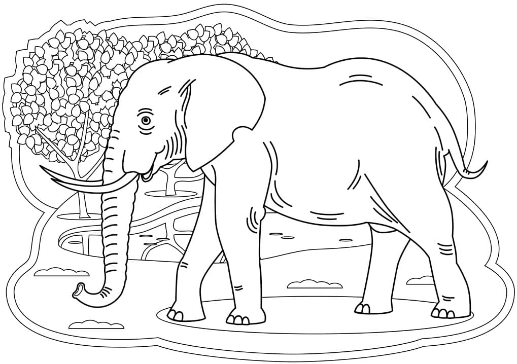 Free Elephant coloring page 