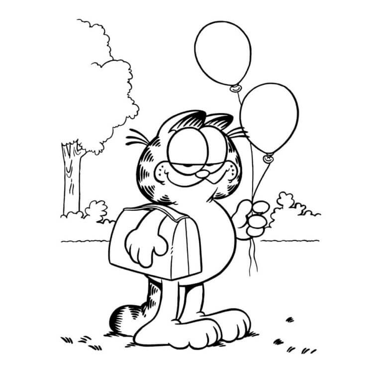 Garfield con i palloncini da colorare