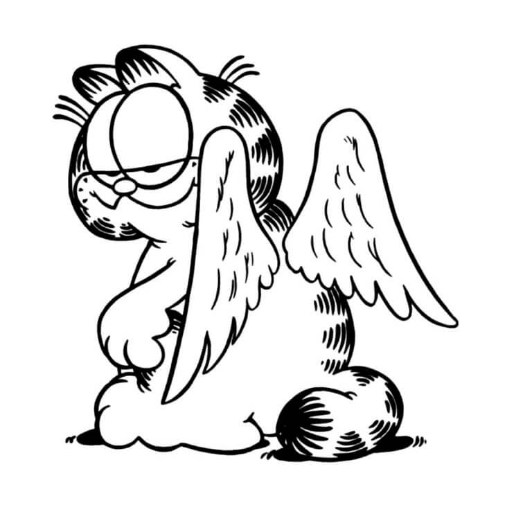 Garfield con le ali d'angelo da colorare