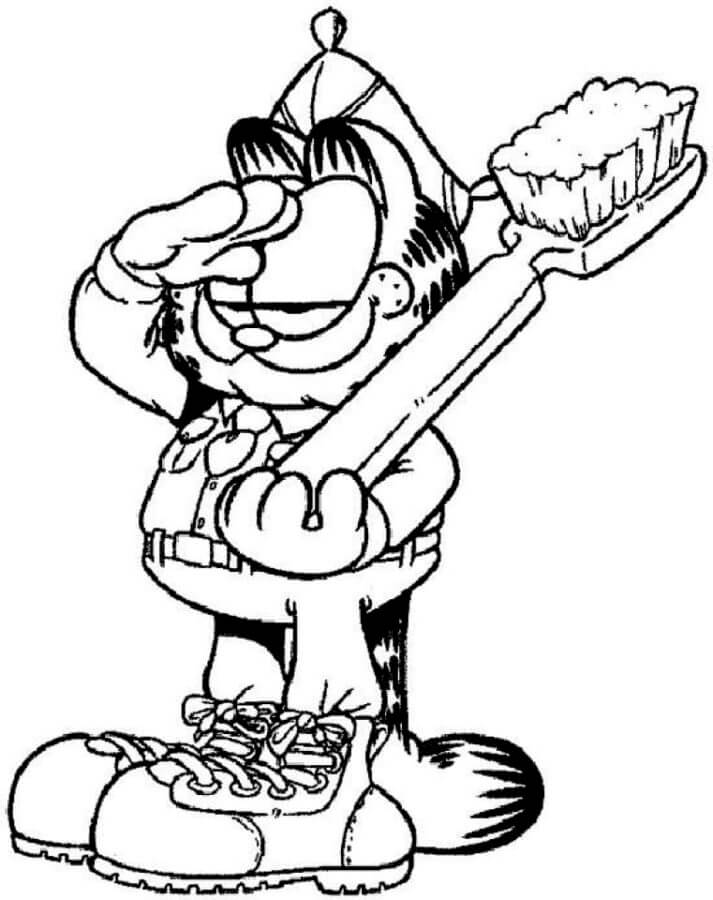 Garfield con un pennello da colorare
