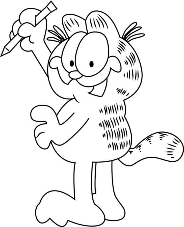 Garfield con una matita da colorare