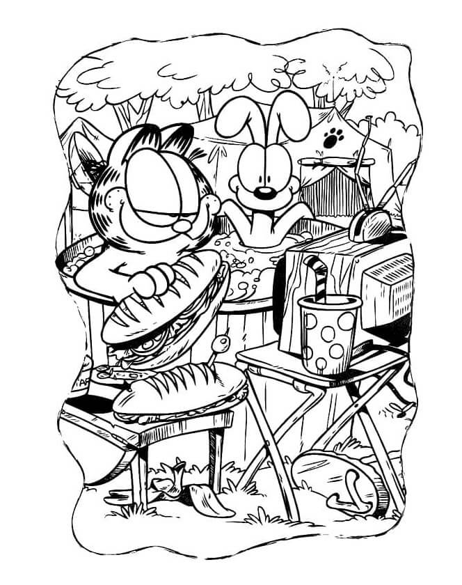 Garfield e Odie stanno riposando da colorare