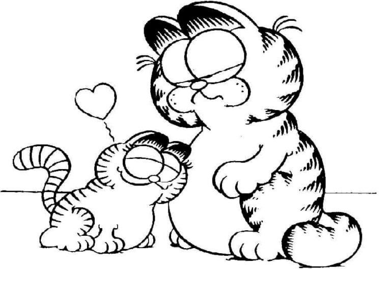 Garfield scontento e un gattino da colorare
