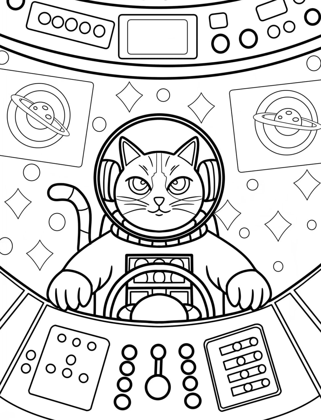 Gatto astronauta da colorare