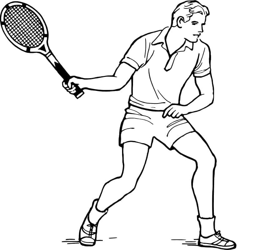 Giocatore di tennis d'epoca da colorare