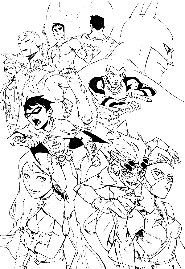 Giovane Justice League da stampare da colorare